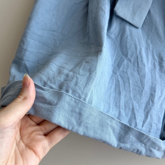 Good Luck Gem Paperbag High Waist Belted Shorts, Dusty Blue, Size Medium - Picture 5 of 16